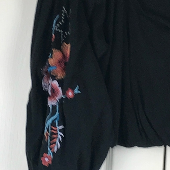 Free People Top Lita Embroidered Bell Sleeve Black - Picture 7 of 8